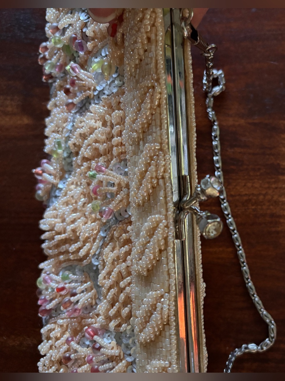 Vintage Beaded Evening Bag Clutch Purse Multi Color Sequins - Picture 4 of 17